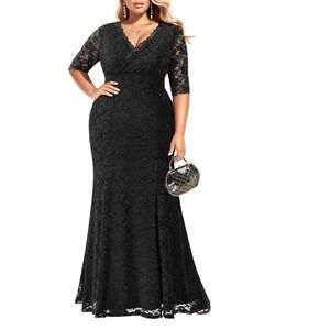 Pinup Fashion Black Floral Lace Maxi Dress 20W Gothic Witchy Going Out